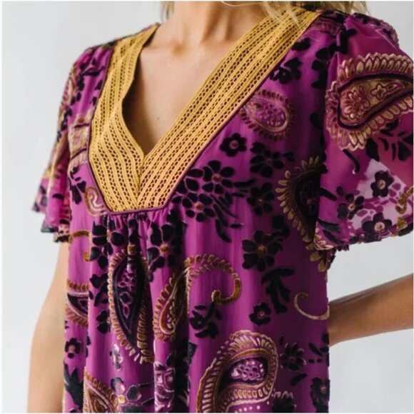 NWT Piper & Scoot The Albie Burnout Velvet Dress in Purple Women's XXL Purple - Picture 8 of 16